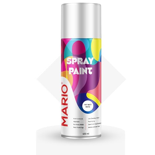 Mario Spray Paint – 1007 Matt White (400ml) | Matte White Spray Paint for Cars, Bikes, Furniture & Interior Walls - Image 1