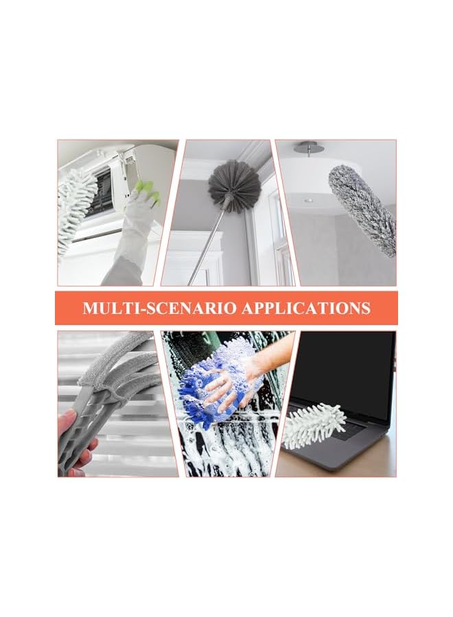 erorex 12 Pieces Telescopic Duster, Extendable Washable Microfibre Duster for Cleaning Internal Roofs, Maximum Length 213 cm, Various Cleaning Tools - Image 4