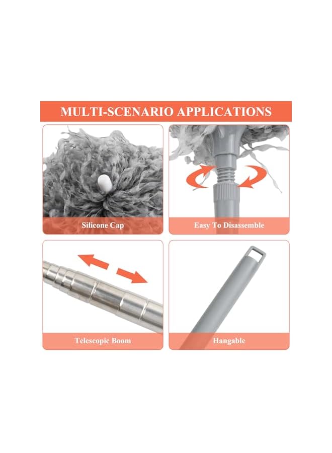 erorex 12 Pieces Telescopic Duster, Extendable Washable Microfibre Duster for Cleaning Internal Roofs, Maximum Length 213 cm, Various Cleaning Tools - Image 5