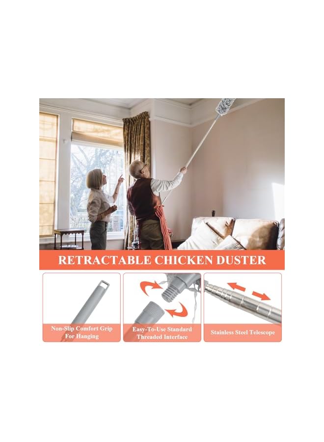 erorex 12 Pieces Telescopic Duster, Extendable Washable Microfibre Duster for Cleaning Internal Roofs, Maximum Length 213 cm, Various Cleaning Tools - Image 3