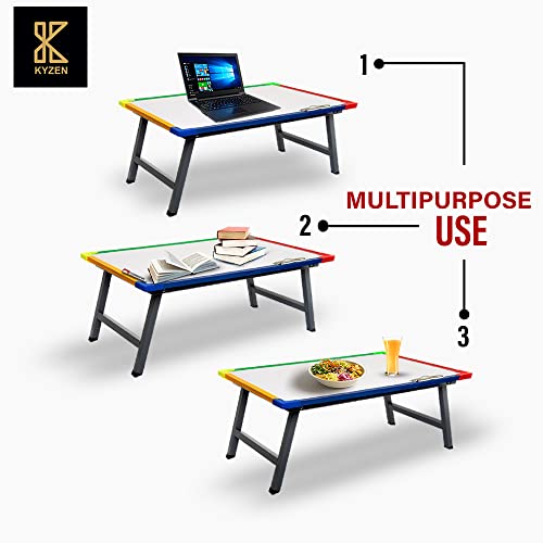 KYZEN Adjustable Multipurpose Table with White Writing Board, Paper Holding Clip, 2 Marker Pens 1 Duster, Ideal for Student Study, Laptop and Computer Use (Multi Color Border Plus) - Image 3