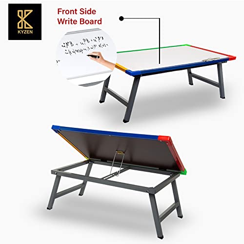 KYZEN Adjustable Multipurpose Table with White Writing Board, Paper Holding Clip, 2 Marker Pens 1 Duster, Ideal for Student Study, Laptop and Computer Use (Multi Color Border Plus) - Image 4