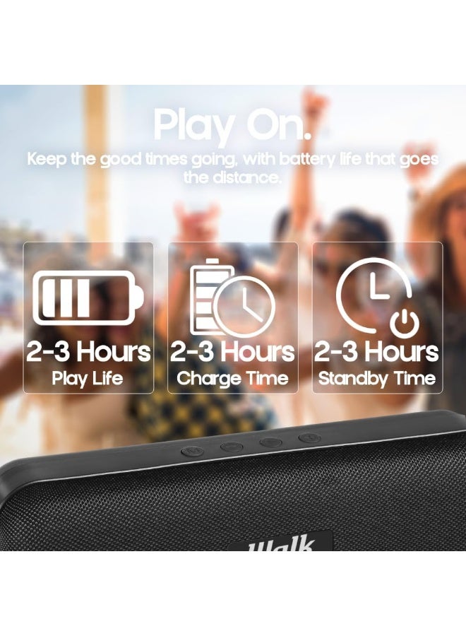 Walk Audio True Wireless Fabric Speaker 2 x 5W TruSound Technology Bass Boost, Built In Mic - Black - Image 4