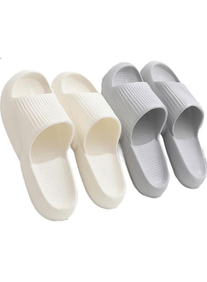 GUOLUOFEI Thick-Soled Anti-Slip Bathroom Slippers For Men In Summer, Couples Indoor Slippers For Showering, White, Size 42-43 - Image 2