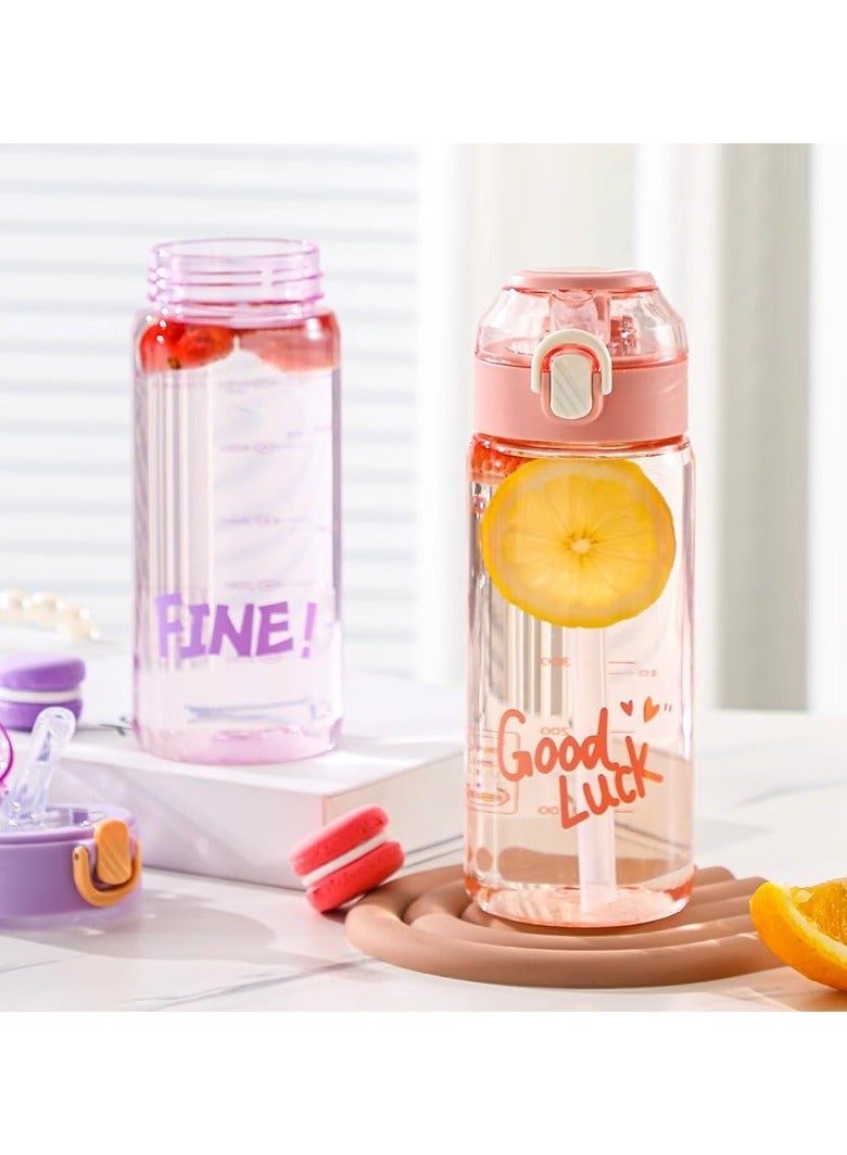 650ML convenient sports water cup, straw cup with random color - Image 2