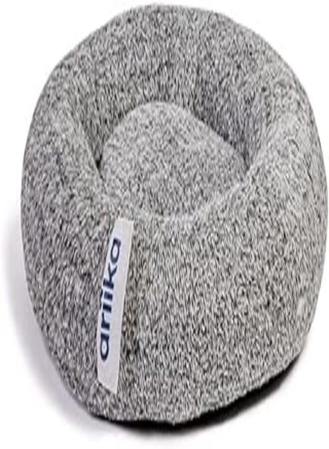 Ariika snoozy pet bed small 40x60x20 grey fur suitable for dogs & cats - removable cover round bed of high-grade fiber filling