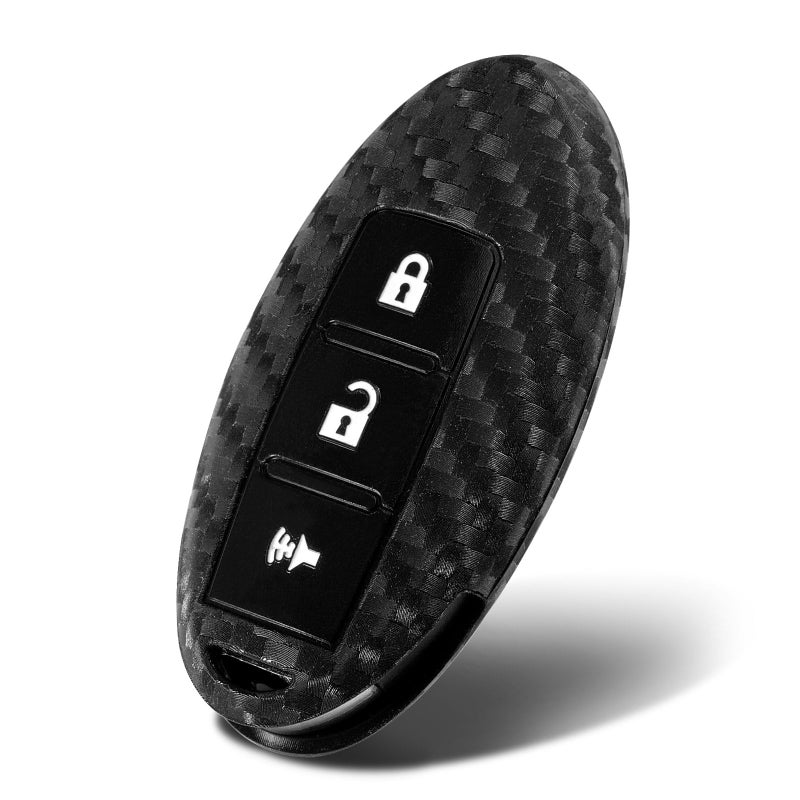 WORCAS 1 Pc Key Fob Cover Case Compatible with Infiniti EX35 EX37 FX35 FX37 FX45 FX50 Q70 QX50 Compatible with Nissan 370Z Armada Cube 3 Button Keyless Entry Remote B3 Carbon Fiber Black 1 Pc