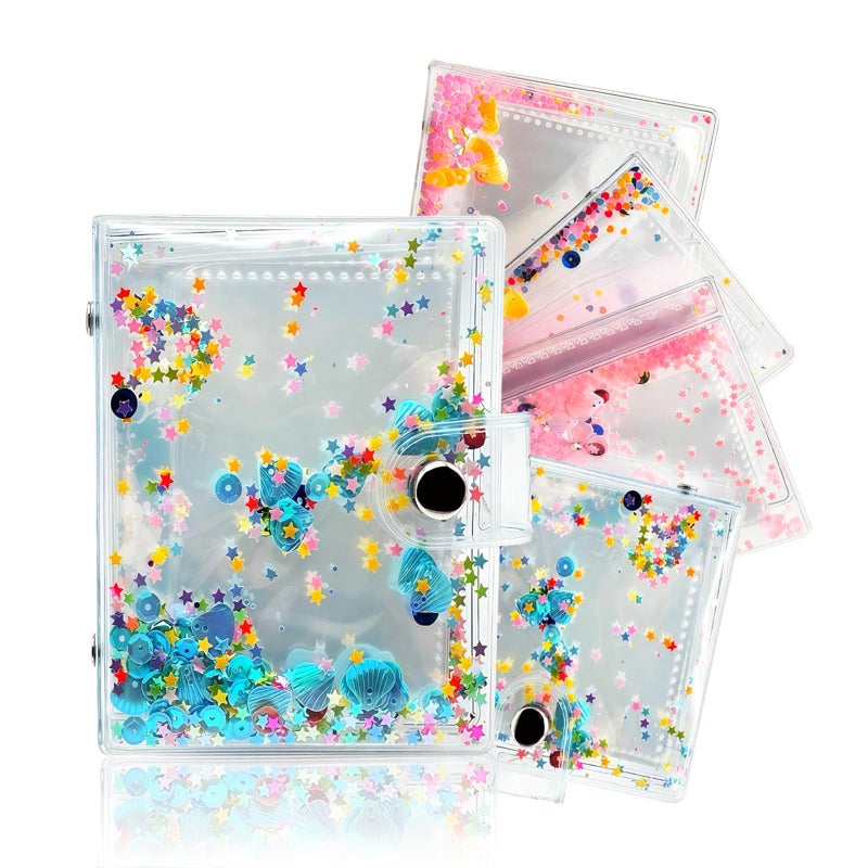 AURHOXII Mini Photo Album for Fujifilm Instax Mini Film, ldeal for Polaroid 2x3 Instant Photos Album, Kpop Photocard Binder, Kids Small Photo Album Birthday Gifts, 32 Pockets, Shiny Color Scheme (Blue) - Image 1