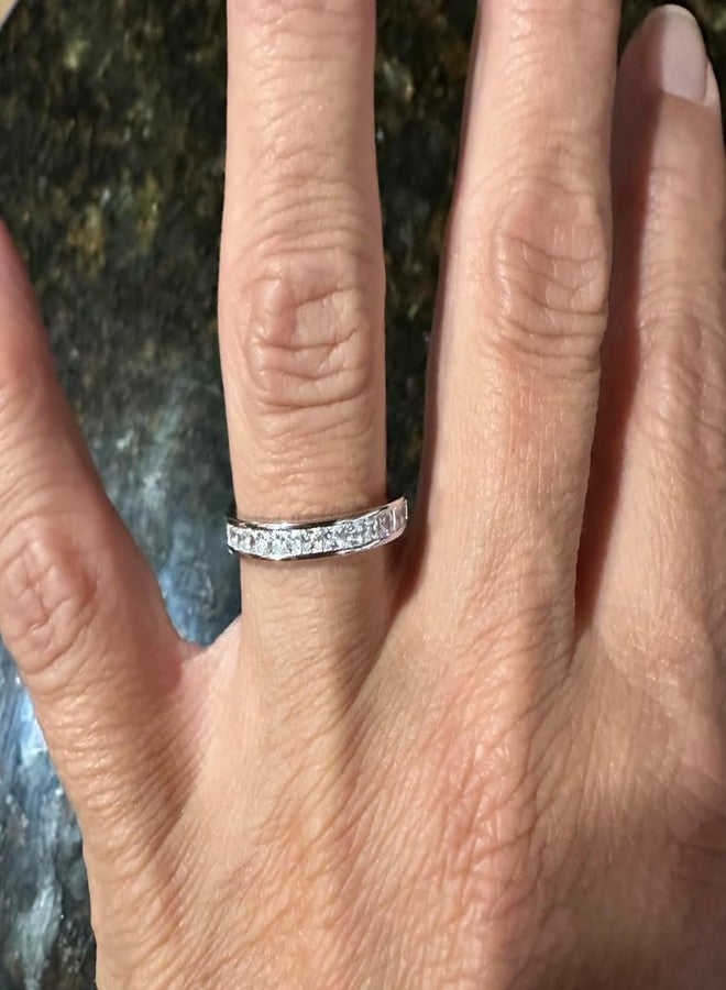 نيو شي جولري خواتم زفاف من نيوشي للمجوهرات، خواتم أبدية للنساء، مرصعة بالزركونيا المكعبة، تصميم أميرة، مصنوعة من الفضة الإسترليني عيار 925، خاتم خطوبة ووعد، مقاس 6.5 - Image 2