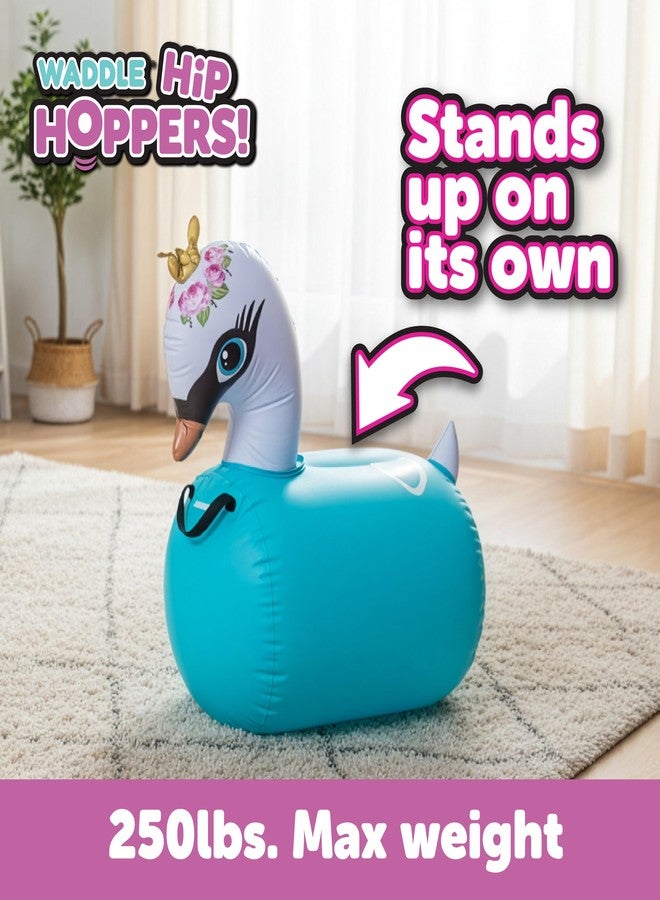 Waddle Hip Hoppers Large Bouncy Hopper - Inflatable Hopping Animal Bouncer Ride On Toys, Easy Grip, Stable Base, Outdoor & Indoor Animal Hopper Toy, Supports Up to 250 Lbs, Ages 5 and Up (Swan) - Image 3