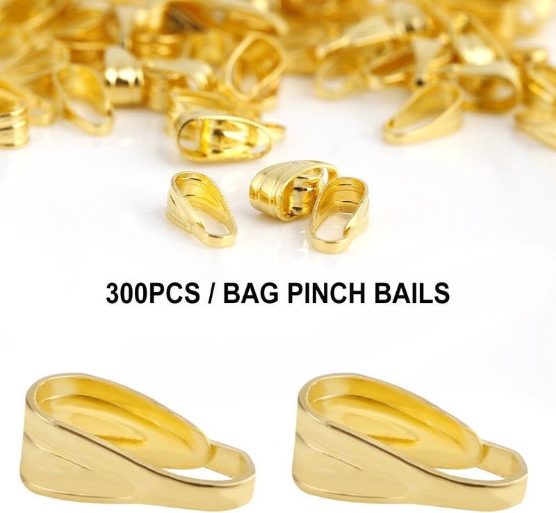 woobles Pack of 300 Pinch Clips Clasps Bail Snap Alloy Pendant Connector for Pendants Jewelry DIY Making(Gold) - Image 4