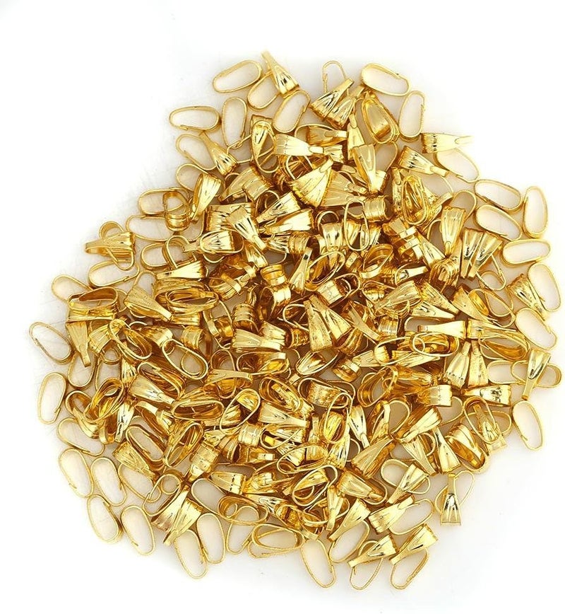 woobles Pack of 300 Pinch Clips Clasps Bail Snap Alloy Pendant Connector for Pendants Jewelry DIY Making(Gold) - Image 1