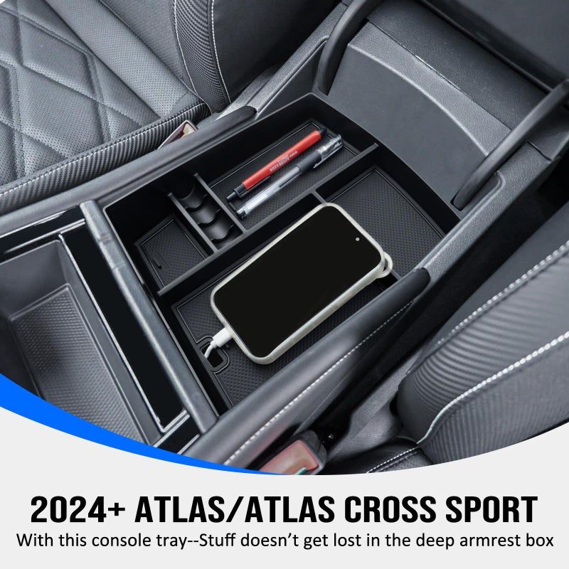 TOPINSTALL 26 New Console Organizer Compatible with 2024-2026 VW Atlas/Atlas Cross Sport Accessories, Armrest Box Storage Console Tray with Coin Holder Insert Interior Accessories - Image 3
