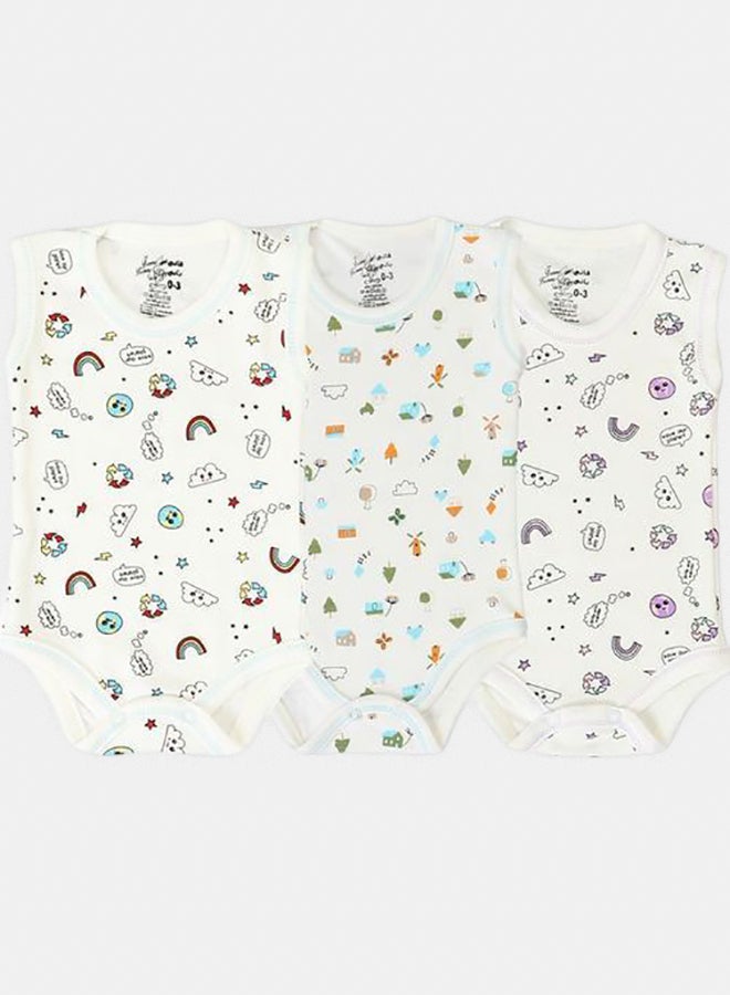 طقم من (3) قطع من ملابس الأطفال المطبوعة - للأطفال حديثي الولادة