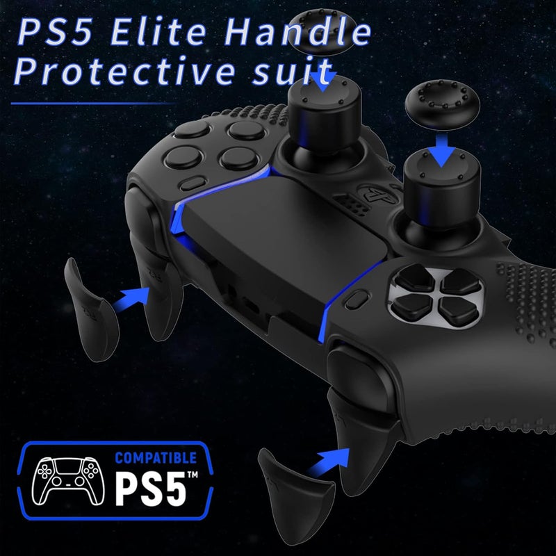 VGBUS PS5 Edge Controller Cover - Protective Case for PlayStation 5 with 4PCS Thumb Grip Caps & L2 R2 Trigger Extender - Image 2