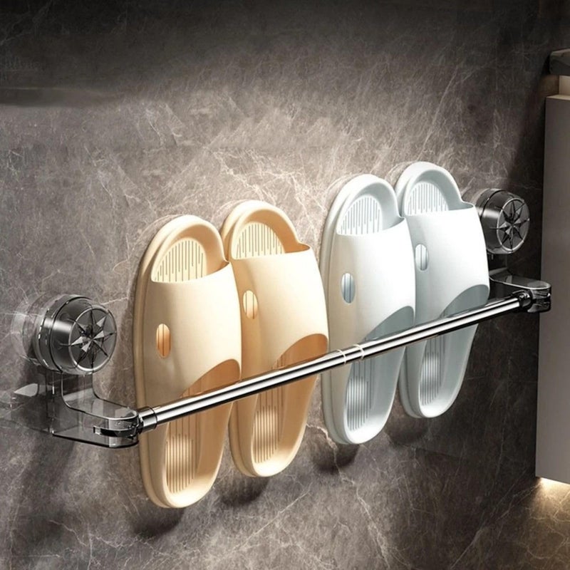 SHOPVILLA 25.6 Inch Retractable Towel Rack, Bathroom Napkin Rack Strong Stainless Steel Bar, Space-Saving Suction Cup Towel Rack with Rotatable, Bathroom Organizer for Clothes - Image 1