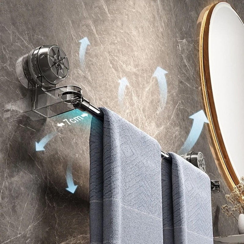 SHOPVILLA 25.6 Inch Retractable Towel Rack, Bathroom Napkin Rack Strong Stainless Steel Bar, Space-Saving Suction Cup Towel Rack with Rotatable, Bathroom Organizer for Clothes - Image 2
