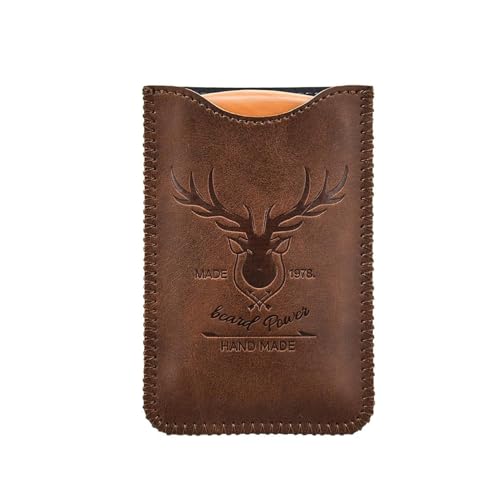 Menesia Wooden Comb with Durable Case - Fine & Coarse Teeth, Pocket Comb for Beards, Mustaches & Hair, Brown Deer Design - Image 2