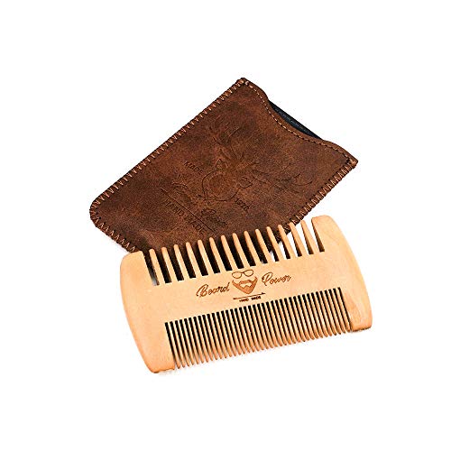 Menesia Wooden Comb with Durable Case - Fine & Coarse Teeth, Pocket Comb for Beards, Mustaches & Hair, Brown Deer Design - Image 5