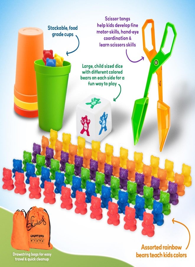 Skoolzy Counting Bears Set - 70 Pc Color Sorting Sensory Toys for Toddlers 3-4 - Montessori Toys for 3 Year Old - Autism Toys for Toddlers 3-4 - Color Sorting Toys for Toddlers Learning + Education - Image 3