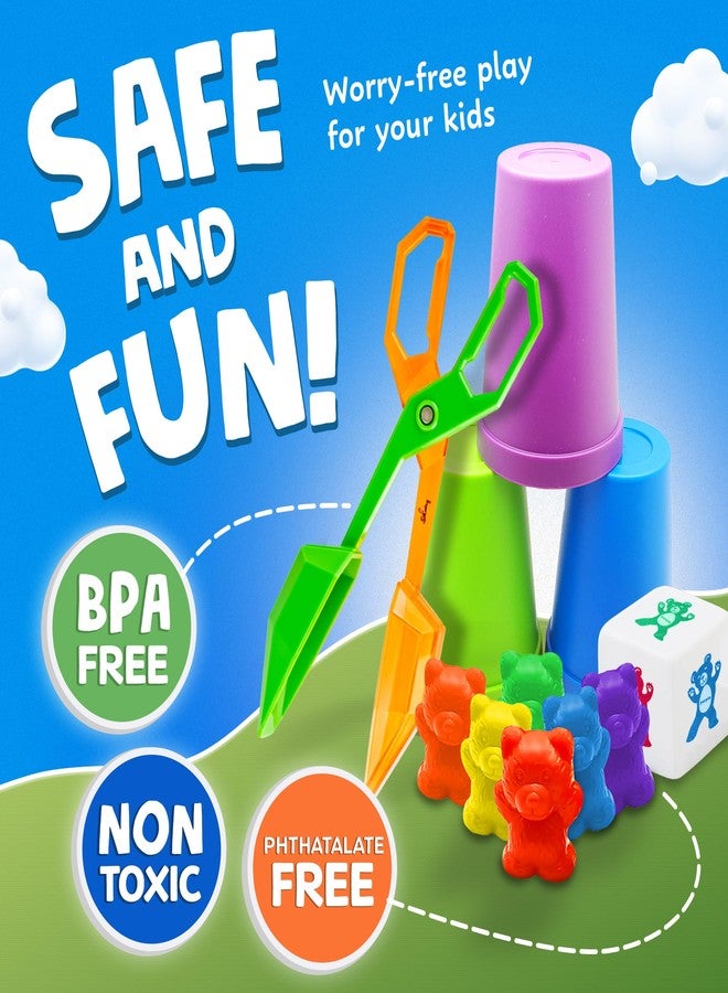 Skoolzy Counting Bears Set - 70 Pc Color Sorting Sensory Toys for Toddlers 3-4 - Montessori Toys for 3 Year Old - Autism Toys for Toddlers 3-4 - Color Sorting Toys for Toddlers Learning + Education - Image 5