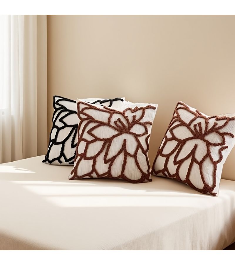 Pink Velvet Embroidered Chenille Pillow Cover for Sofa Car Decor - Image 2