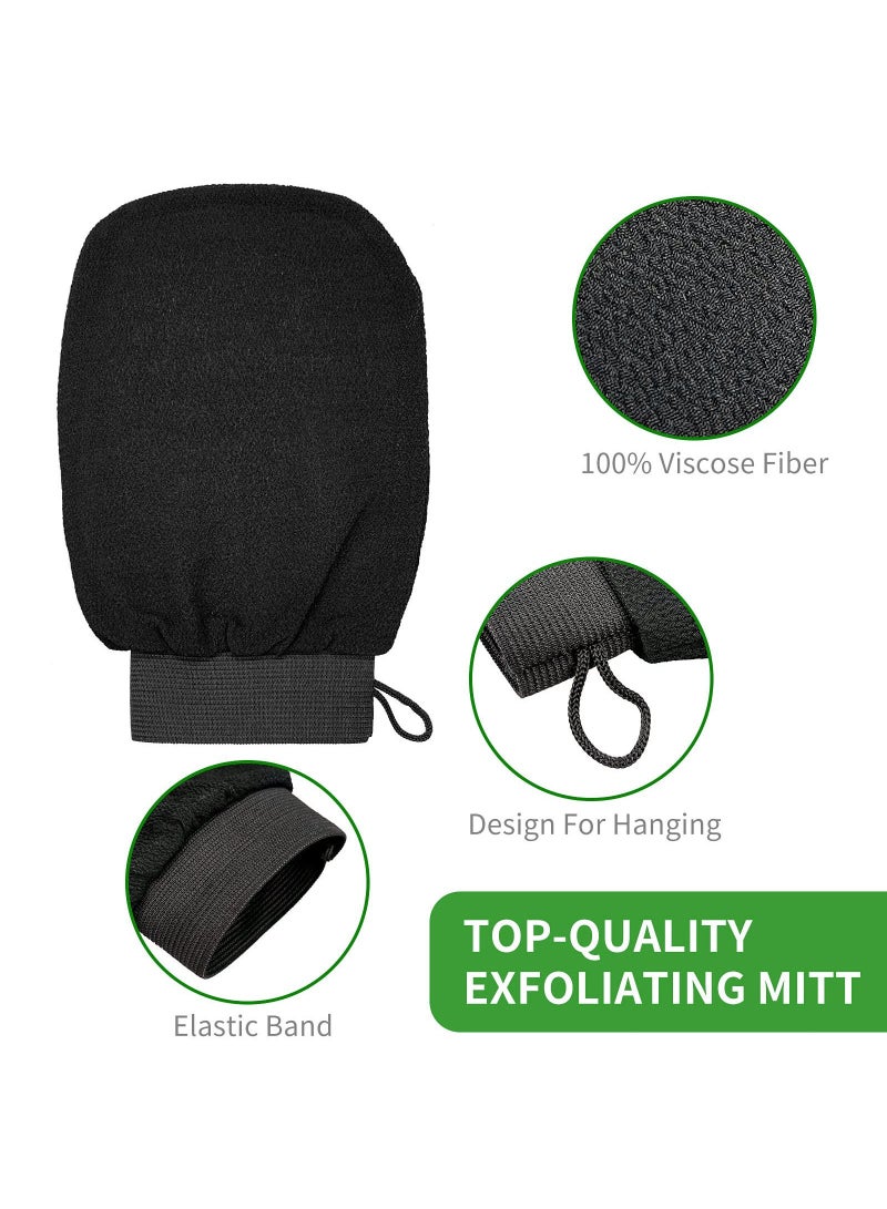 2-Piece Body Scrub Gloves, Shower Gloves, Exfoliating Gloves, Black  - Image 3