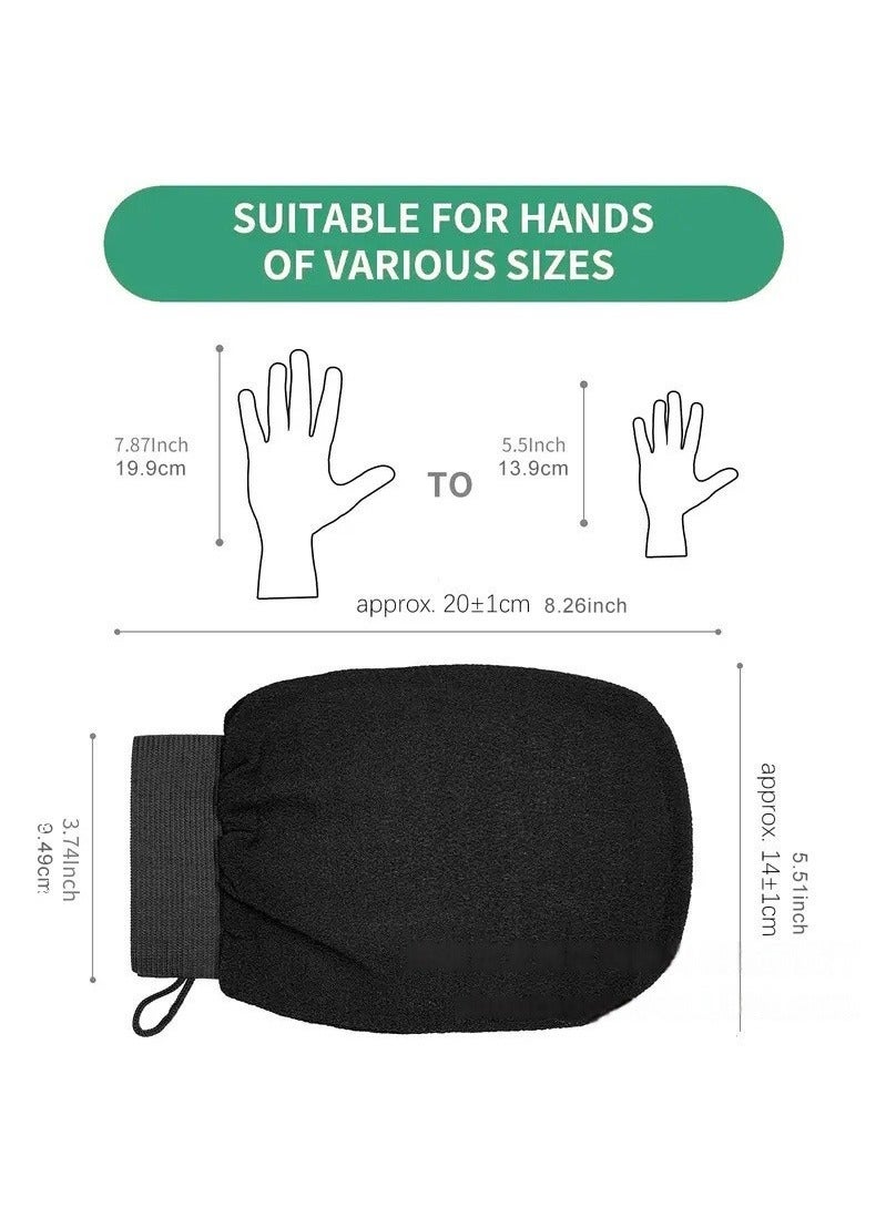 2-Piece Body Scrub Gloves, Shower Gloves, Exfoliating Gloves, Black  - Image 2