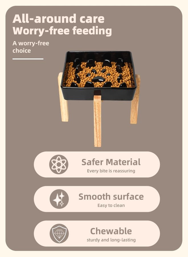 GDCZ Dog Slow Feeder Bowls, Square Ceramic Pet Food Bowl for Medium Breed, Fun Dog Bowls to Slow Down Eating (Black, M-1.8 Cups+Stand) - Image 3