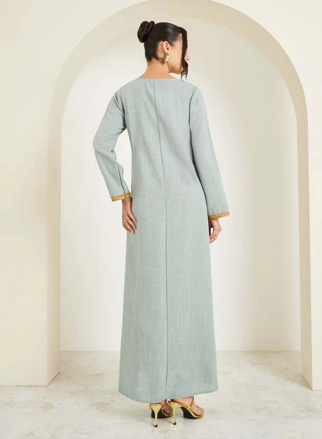 Amirah  Women Green Embellished A-Line Jalabiya for Women | Best Price UAE