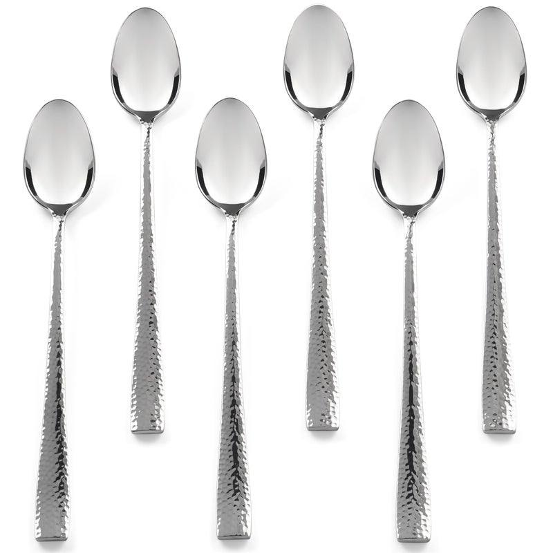 Hudson Essentials Hammered Iced Tea Spoons 1810 Stainless Steel Long Handle Spoons for Stirring Cocktails Tea Coffee Set of 6