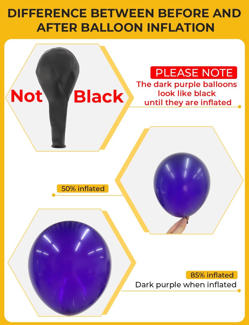 Haolongfa Purple And Gold Balloons 12 In 60 Pcs Dark Purple Balloon Metallic Gold Balloons And Confetti Balloon  For Mothers Day Decor  Class Of 2025 Graduation Decor  Baby Shower  Birthday  Wedding Supplies - Image 3