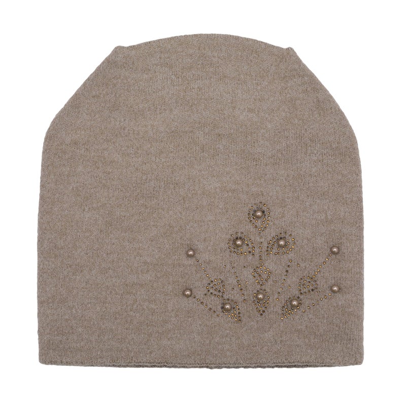 ZLYC Women Knit Slouchy Beanie Hats Soft Winter Stretch Skull Cap, Beads Khaki - Image 5