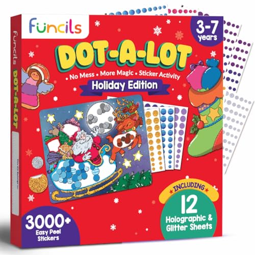 Funcils Christmas Special Dot Stickers for Toddlers Holiday Theme Dot Art Activity for Kids DIY Craft Kit Stocking Stuffers Christmas Gift for Boys Girls Ages 3 4 5 6 7 Year Old - Image 1