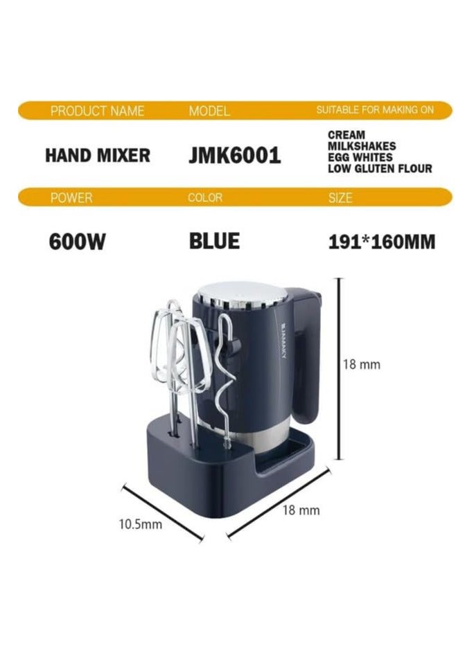 مضرب بيض كهربائي من جاماكى 600 وات مزود بحامل لون اسود - JMK 6001  - Image 4