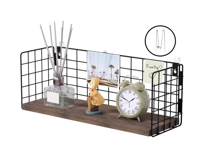 SoaShower Floating Cubicle Shelf with Hooks, Paulownia Wood Desktop Organizer for Office Cubicle Decor, Desk Shelf for Top of Desk & Cute Cubicle Accessories for Work - Image 1