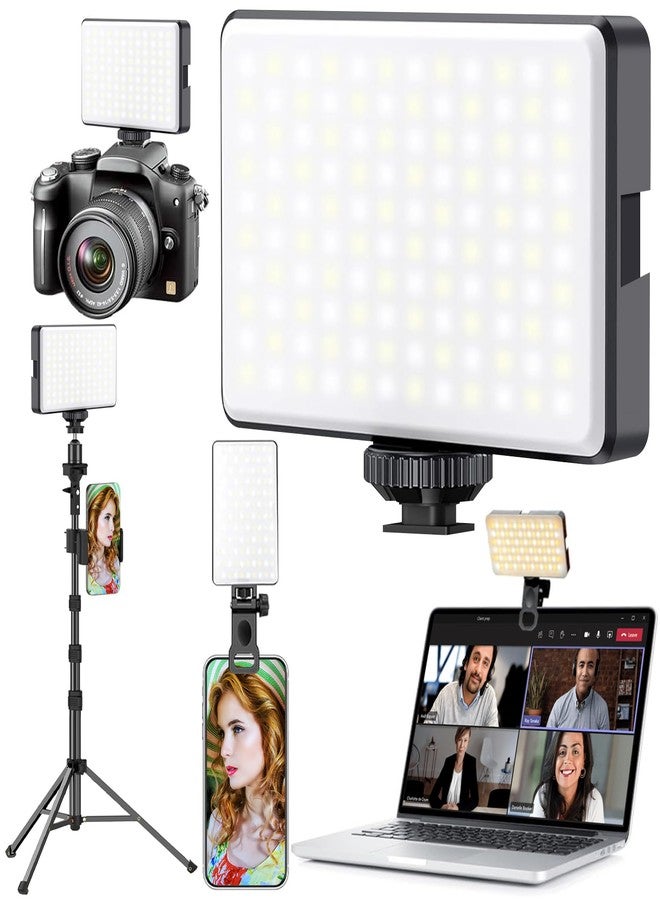 FJHEPERPOO 98 LED Portable Selfie Light Video Conference Lighting with Clip & Camera Tripod Adapter Rechargeable 1800mAh CRI 97+, 3 Light Modes for Phone iPhone Webcam Laptop Photo Makeup, Conferences, TikTok - Image 1