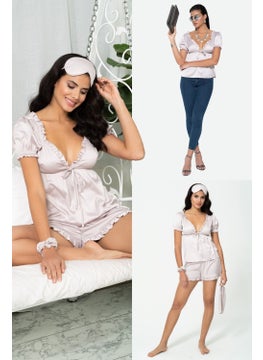 for you in&out 5-Piece Inside&Outside Frilly Gray Pajama Set S27242  - Image 1