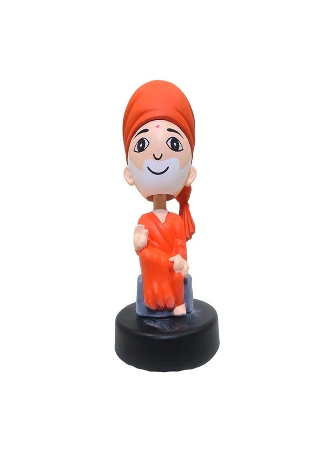 JOUET Shirdi Sai Baba Car Dashboard Idol - Bobblehead, Elegant Home Decor or Office Desk - Ideal Murti for Gifting, Brings Good Luck - Superhero Action Figure in Meditation Pose - Orange - Image 1