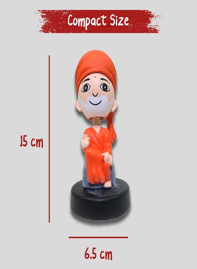 JOUET Shirdi Sai Baba Car Dashboard Idol - Bobblehead, Elegant Home Decor or Office Desk - Ideal Murti for Gifting, Brings Good Luck - Superhero Action Figure in Meditation Pose - Orange - Image 3