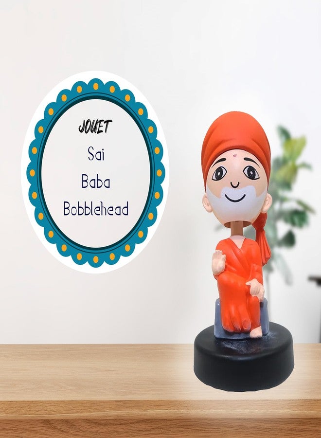 JOUET Shirdi Sai Baba Car Dashboard Idol - Bobblehead, Elegant Home Decor or Office Desk - Ideal Murti for Gifting, Brings Good Luck - Superhero Action Figure in Meditation Pose - Orange - Image 4