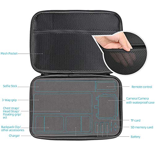 SUREWO Surface-Waterproof Carrying Case Compatible with GoPro Hero 13/12/11/10/9/8/7/(2018)/6/5 Black,DJI osmo action,AKASO/Campark/YI Action Camera and More (Large) - Image 2