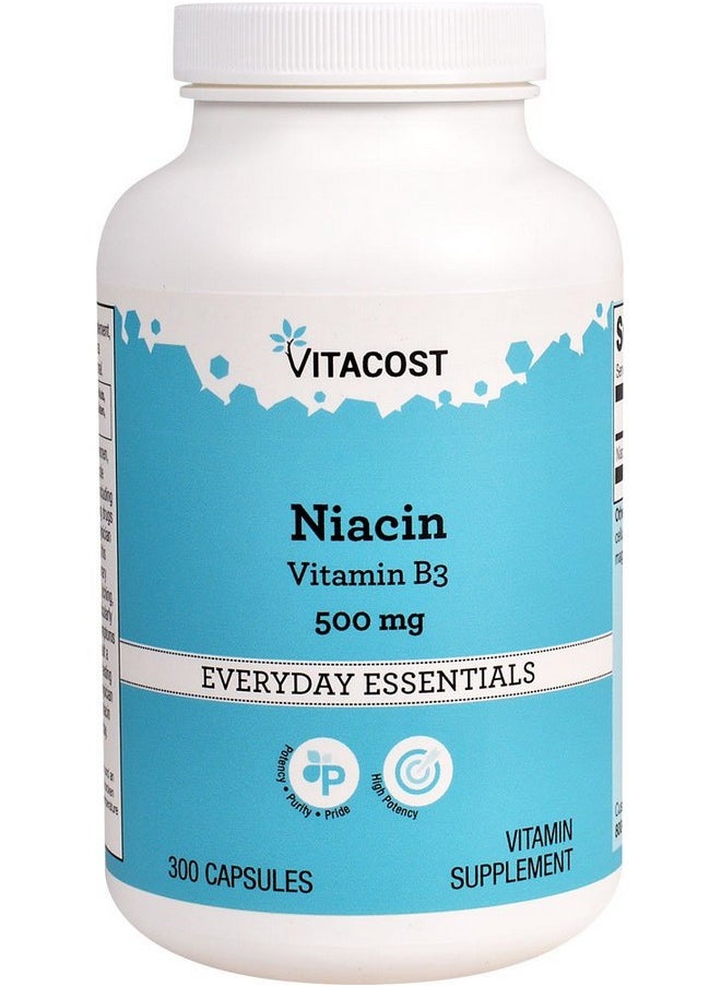 Vitacost Brand Vitacost Niacin (Vitamin B3) 500 Mg 300 Capsules  - Image 1