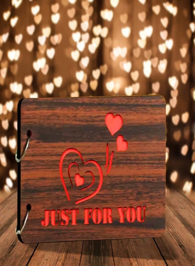 WallDaddy- Scrapbook Crafts (JUST FOR U) Scrap Book | Wooden Photo Album | 40 Black Color Paper Size "22 X 16 cm" "Wooden Photo Book (Photo Size Supported : 8x6 inch) - Image 1