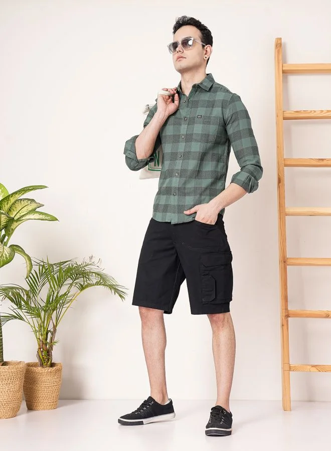 The Indian Garage Co Men Regular Fit Checkered Full Sleeves Spread Collar Casual Shirt