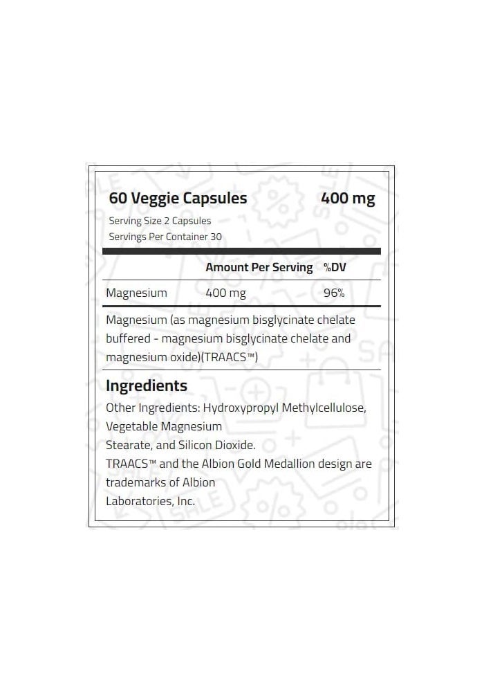 Laperva لا بيرفا ماغنيسيوم بيسغليسينات 400 ملغ - 60 كبسولة نباتية - Image 2