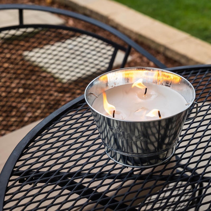TIKI® Brand 28 Ounce Citronella Wax Candle Metal Triple Wick Bucket Silver, 1412112 - Image 2