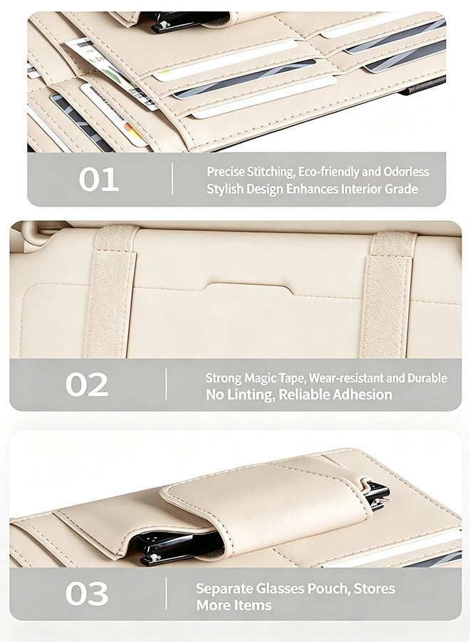 Car Sun Visor Organizer,Car Glasses Holder,Sunglasses Storage Clip,Multi Function Car Visor Pocket,Document Storage Bag,Gift for Car Lovers - Image 4