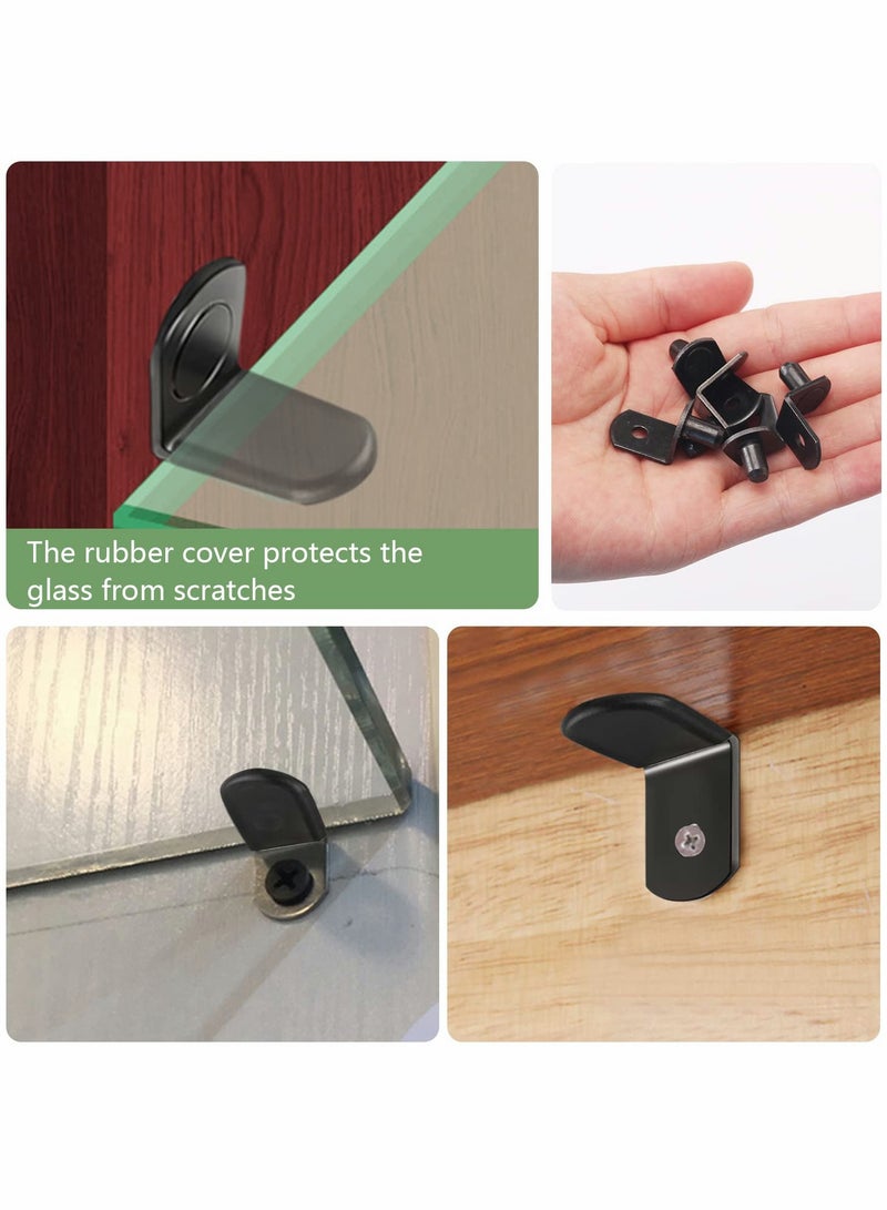 Zikra L-Shelf Support Pegs, Plated Steel 1/4" L-Shaped Bracket Style Cabinet Shelf Support Pegs with Rubber Sleeve, for Kitchens Support and Shelves (Black-50pcs) - Image 3