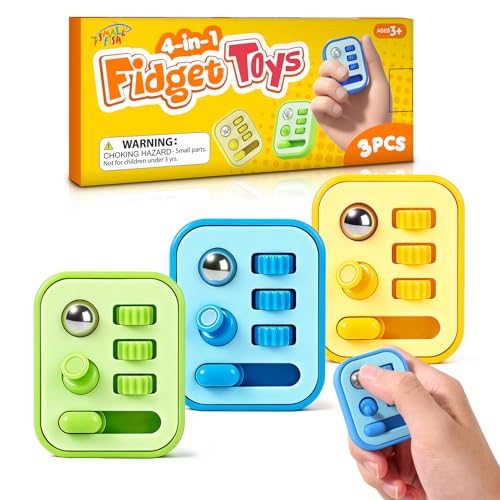 SMALL FISH Fidget Sensory Toys for Kids Adult 3 Pack Finger Fidget Toys for Autism Kids Calming ADHD Tools for Classroom Desk with Clicker Gear Slider Controller Stick Small Fidgets for Travel - Image 1